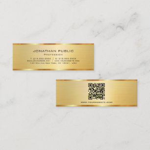 Trendy Professional Elegant Modern QR Code Gold Mini Business Card