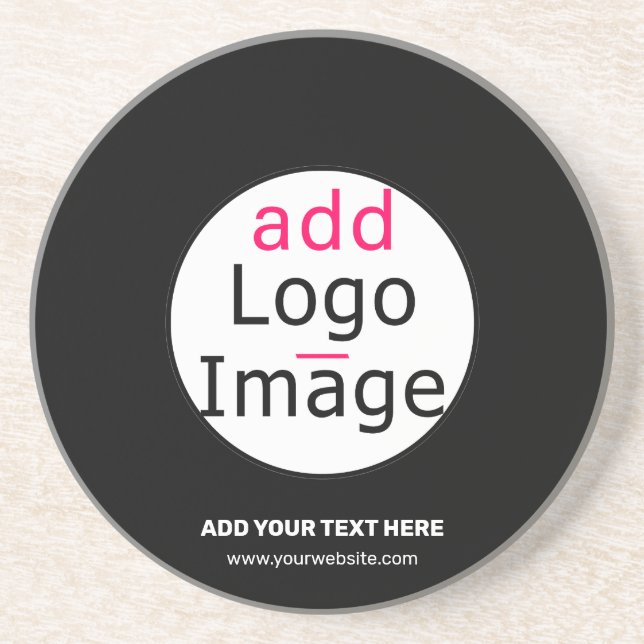Trendy professional modern customisable logo black coaster (Front)