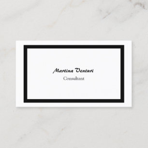 Trendy Professional Simple Plain Black & White Business Card