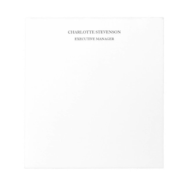 Trendy Professional White Plain Simple Minimalist Notepad (Front)