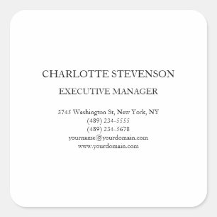 Trendy Professional White Plain Simple Minimalist Square Sticker