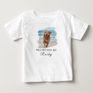 Trendy Protected By Dog Custom Photo and text      Baby T-Shirt