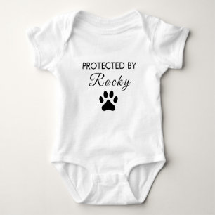 Trendy Protected By Dog Personalized  Baby Bodysuit