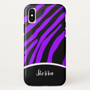 Trendy Purple and Black Zebra Stripe Phone Case