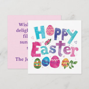 Trendy Purple and Pink Easter Eggs personalised Holiday Card