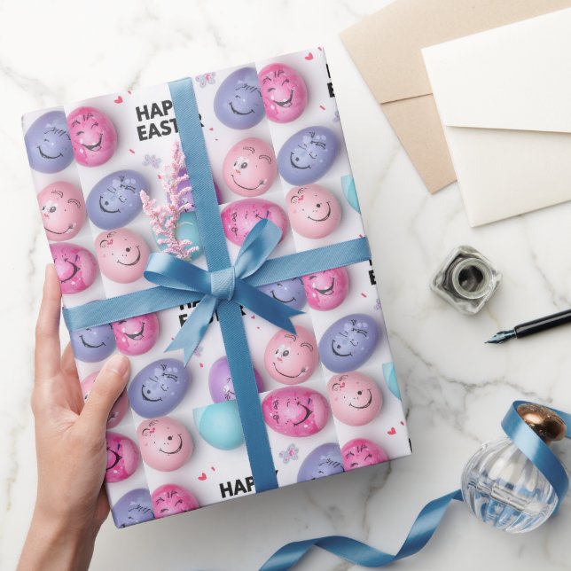 Trendy Purple and Pink Easter Eggs wrapping paper  (Gifting)