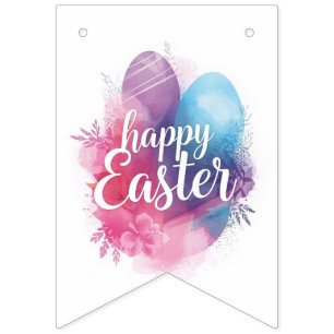 Trendy Purple and Pink Easter Eggs wrapping paper Bunting