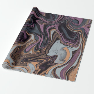 Trendy Purple aqua marbling design Wrapping Paper