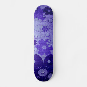 Trendy Purple Blue Flower Vintage Skateboard