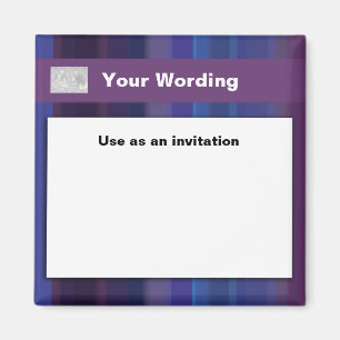 Trendy purple blue stripes - customisable magnet