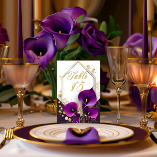 Trendy Purple Calla Lily Table Number