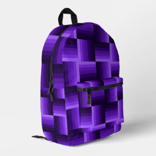 Trendy Purple Chequered Pattern Modern Printed Backpack