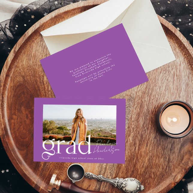 Trendy Purple Class of 2024 Modern Graduation Announcement (Creator Uploaded)
