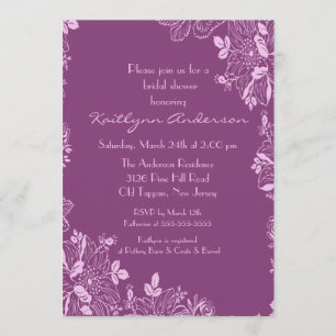 Trendy Purple Floral Bridal Shower Invite