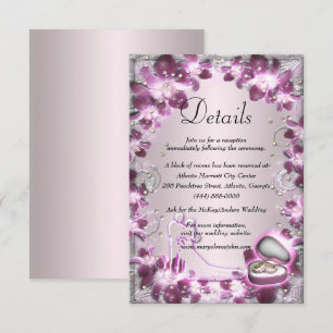 Trendy Purple Floral Chic Wedding Details Enclosure Card