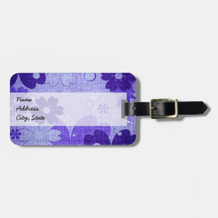 Trendy Purple Floral Vintage Luggage Tag
