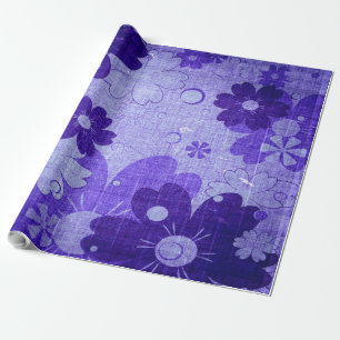 Trendy Purple Flower Vintage Wrapping Paper