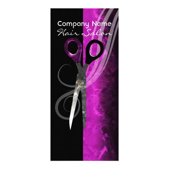 Trendy purple hair salon price list rack card (Front)