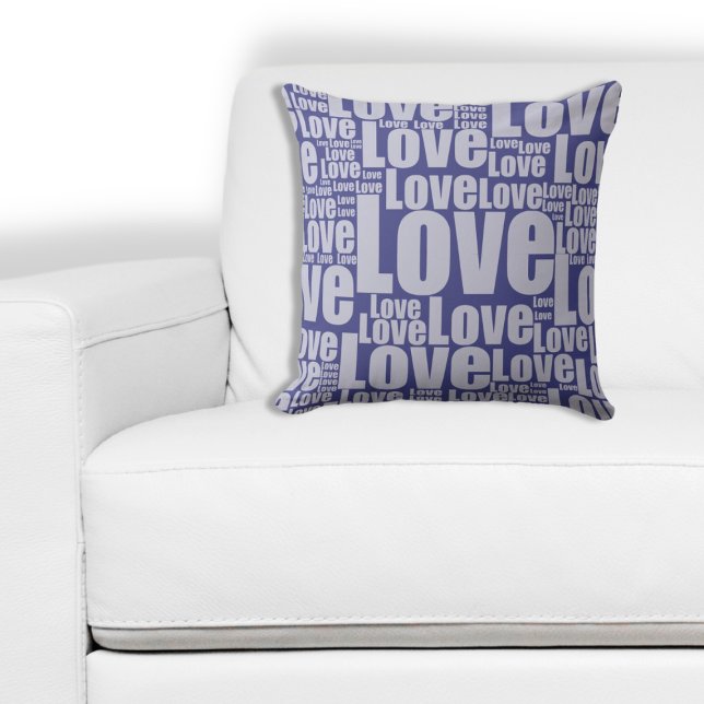 Trendy Purple Love Letters Typography Word Cushion (Trendy Purple Love Letters Typography Word Throw Pillow)