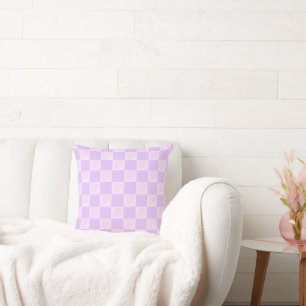 Trendy Purple Monogram Initial Checkered  Cushion