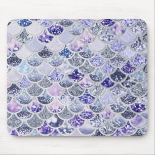 Trendy Purple Ombre Glitter Mermaid Fish Scales Mouse Pad