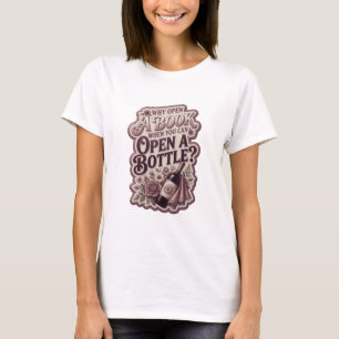 Trendy Purple OPEN A BOTTLE 3D Text Art T-Shirt