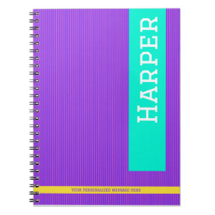 Trendy Purple Personalised Name Notebook