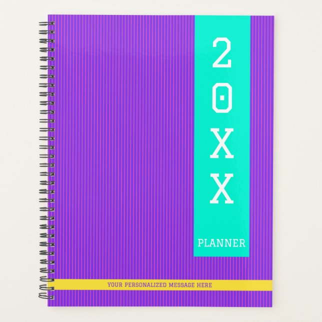 Trendy Purple Personalised Name  Planner (Front)