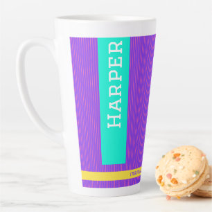 Trendy Purple Personalized Name  Latte Mug