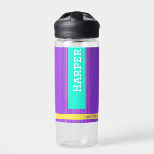 Trendy Purple Personalized Name Water Bottle