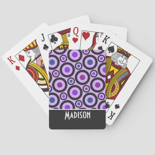 Trendy Purple Polka Dot Playing Cards (Back)