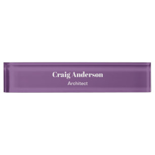 Trendy Purple Professional Plain Modern Elegant Nameplate