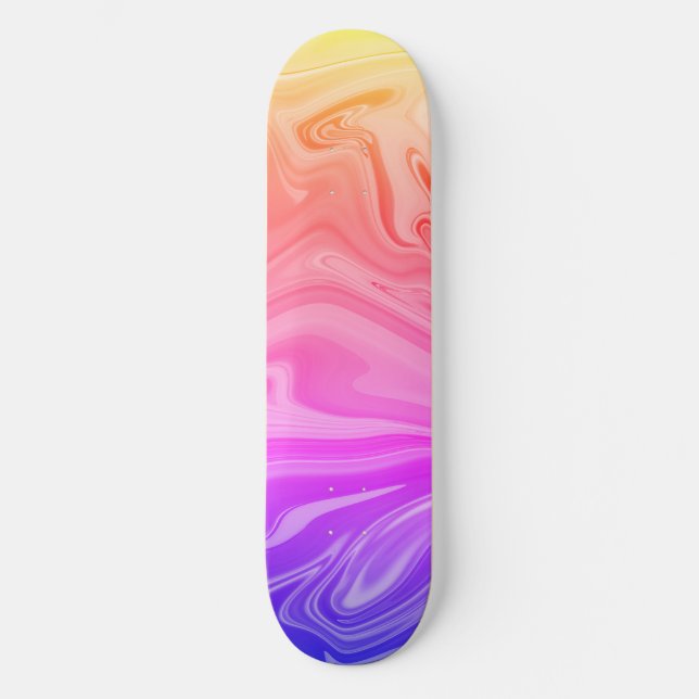Trendy Purple Red Yellow Abstract   Skateboard (Front)