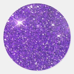 Trendy Purple Sparkling Glitter Glitz Classic Round Sticker