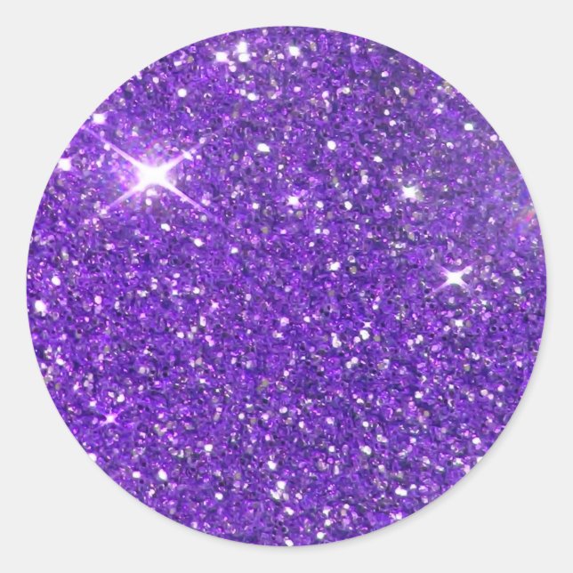Trendy Purple Sparkling Glitter Glitz Classic Round Sticker (Front)