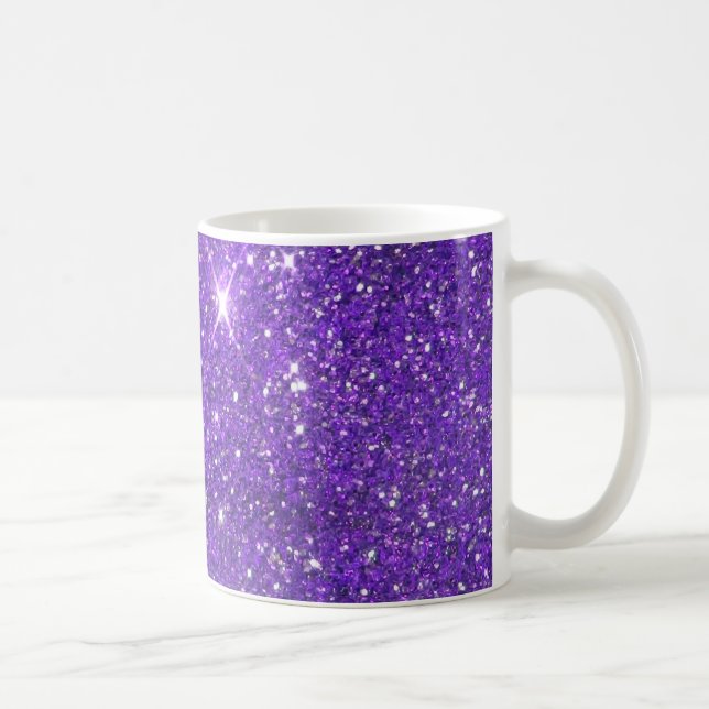 Trendy Purple Sparkling Glitter Glitz Coffee Mug (Right)