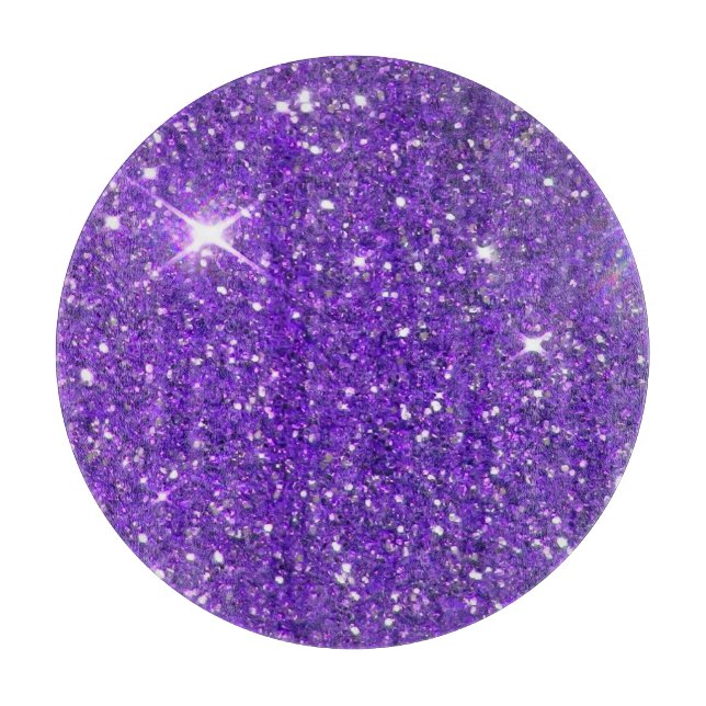 Trendy Purple Sparkling Glitter Glitz Cutting Board (Front)