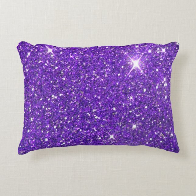Trendy Purple Sparkling Glitter Glitz Decorative Cushion (Front)