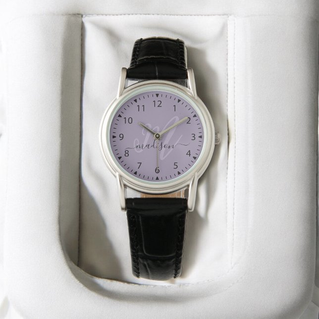 Trendy Purple Stylish Monogram Initial and Name Watch (Creator Uploaded)