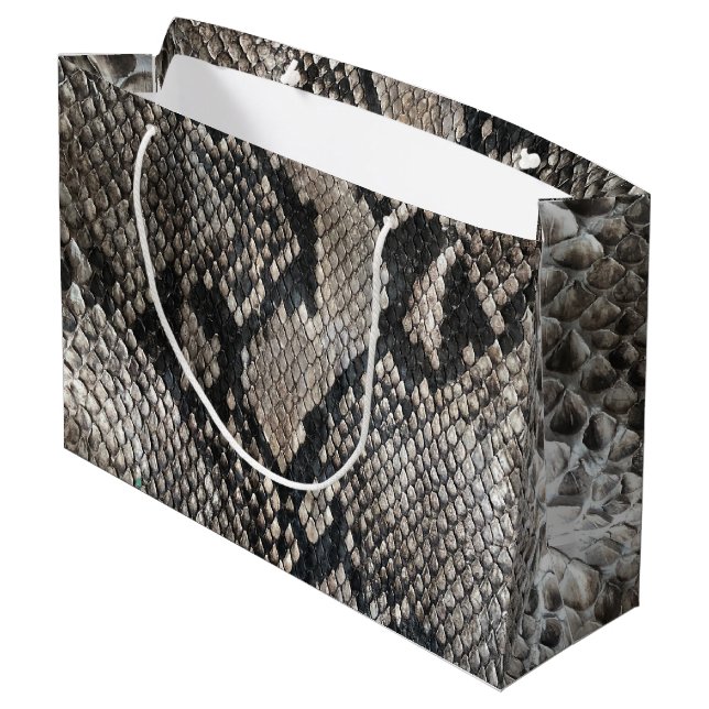 Trendy Python Snake Skin - Rich Elegant Fashion Large Gift Bag (Back Angled)