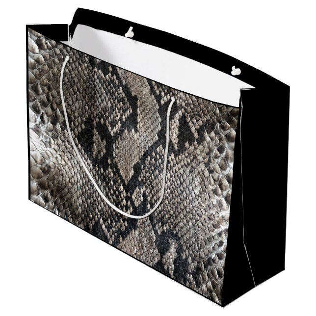 Trendy Python Snake Skin - Rich Elegant Fashion Large Gift Bag (Back Angled)