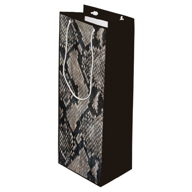 Trendy Python Snake Skin - Rich Elegant Fashion Wine Gift Bag (Front Angled)