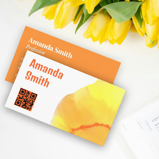 Trendy QR code cool abstract light colours Business Card