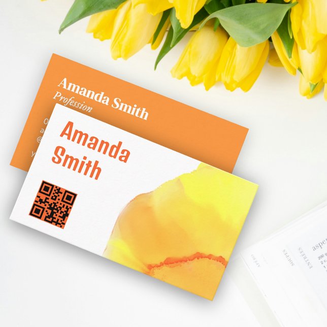 Trendy QR code cool abstract light colours Business Card (Artsy design for QR code Business Card - Abstract illustration and light colors)