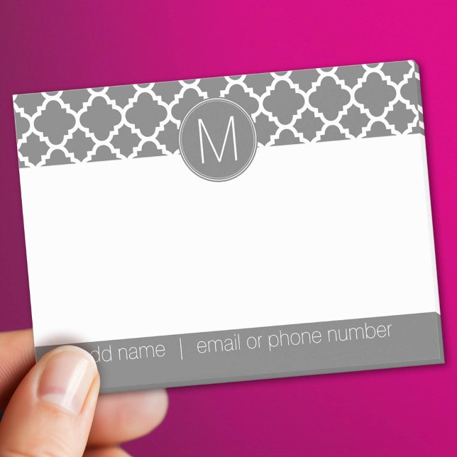 Trendy Quatrefoil Pattern with Custom Monogram Post-it Notes (Custom Post It Notepad)