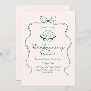 Trendy Quirky Hand Drawn Wavy Pie Thanksgiving Invitation