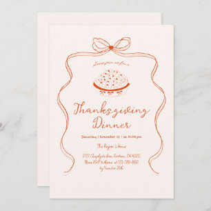 Trendy Quirky Hand Drawn Wavy Pie Thanksgiving Invitation