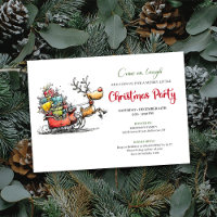 Trendy quirky reindeer Christmas party invite