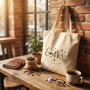 Trendy quote but first coffee tote bag