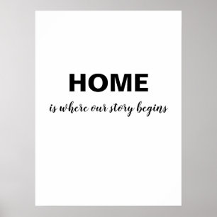 Trendy Quote HOME IS WHERE OUR STORY BEGINS Poster